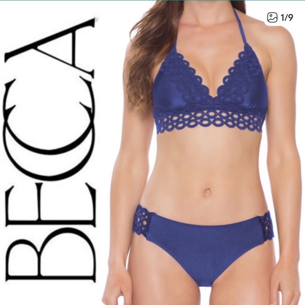 BECCA Siren Bikini Set  navy blue size small